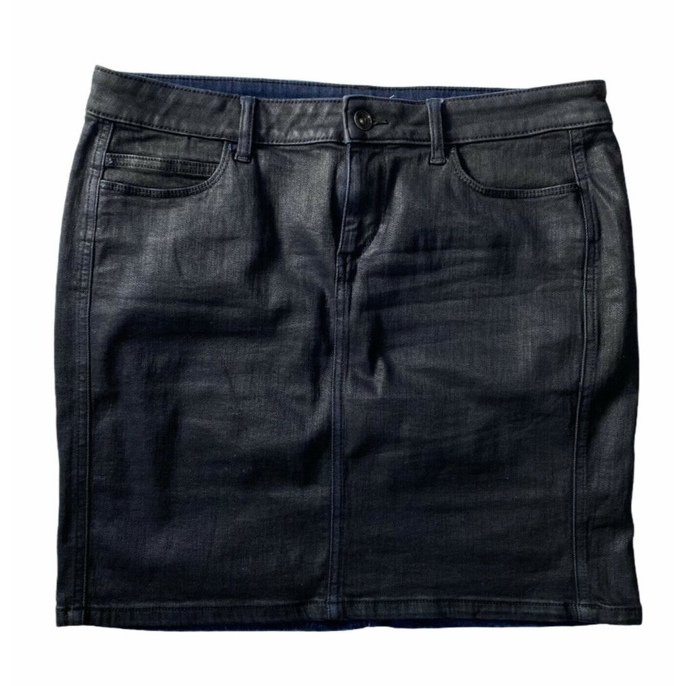 Espirit Denim Wax Coated Denim Skirt Jean Dark Was
